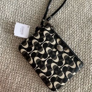 Coach Small Wristlet Wallet – Black/white/Gray